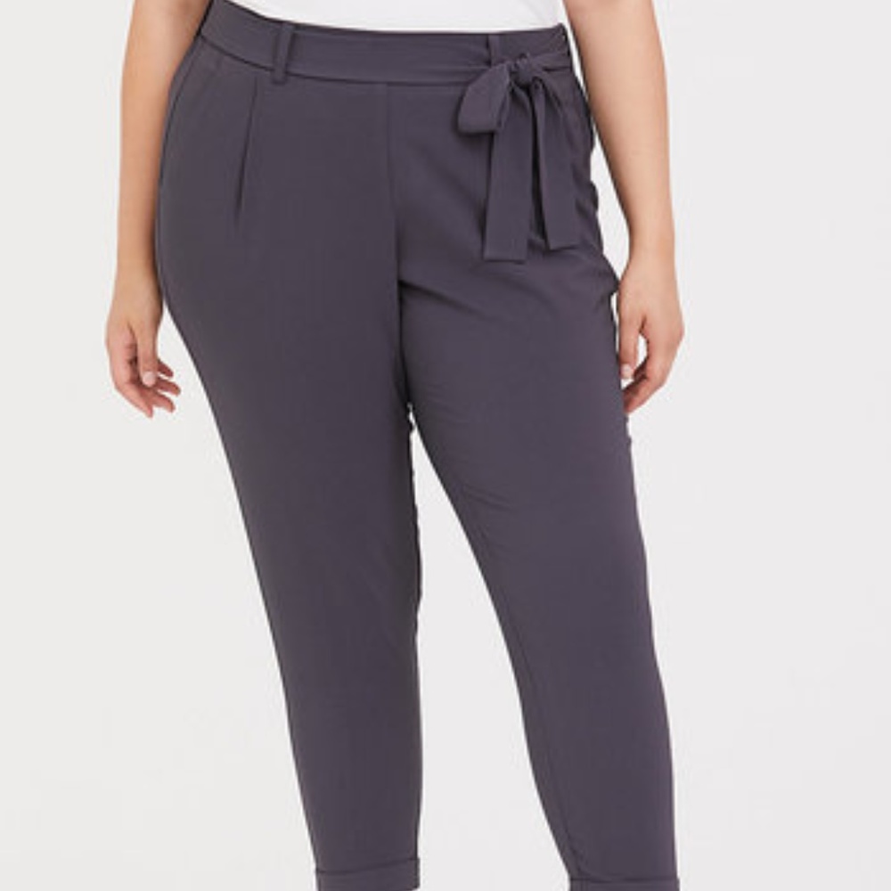 Tie-Front Cigarette Pant - Slate Grey Torrid